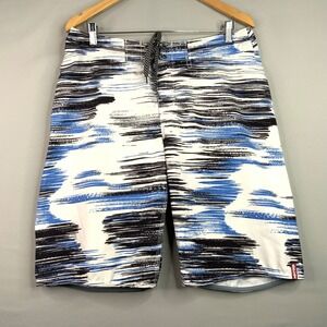 Tommy Bahama RELAX Board Shorts Swim Trunks White Blue Black Pattern